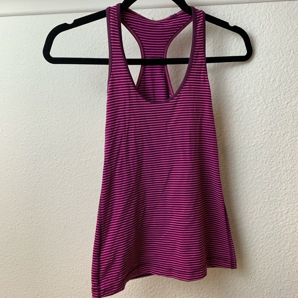 Pink and purple Lululemon razorback tank top